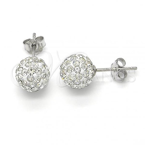 Sterling Silver Stud Earring, with White Crystal, Polished, Rhodium Finish, 02.332.0042.6