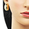 Oro Laminado Stud Earring, Gold Filled Style Chunky Design, Polished, Golden Finish, 02.213.0702