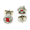 Rhodium Plated Stud Earring, with Garnet and White Cubic Zirconia, Polished, Rhodium Finish, 02.349.0002.1