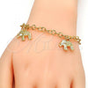 Oro Laminado Charm Bracelet, Gold Filled Style Elephant Design, with White Crystal, Diamond Cutting Finish, Golden Finish, 03.63.1794.07