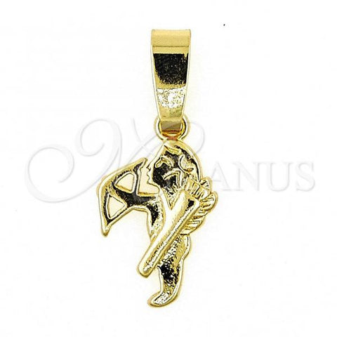 Oro Laminado Religious Pendant, Gold Filled Style Angel Design, Polished, Golden Finish, 5.182.026
