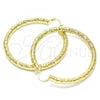 Oro Laminado Large Hoop, Gold Filled Style Hollow Design, Diamond Cutting Finish, Golden Finish, 02.213.0227.60