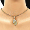 Oro Laminado Fancy Pendant, Gold Filled Style with White Micro Pave, Polished, Golden Finish, 05.342.0083