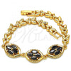 Oro Laminado Fancy Bracelet, Gold Filled Style with Black Cubic Zirconia, Polished, Golden Finish, 03.210.0112.07