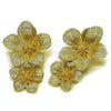 Oro Laminado Stud Earring, Gold Filled Style Flower Design, Diamond Cutting Finish, Golden Finish, 02.282.0058