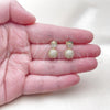 Oro Laminado Stud Earring, Gold Filled Style Ball Design, with White Micro Pave and White Cubic Zirconia, Polished, Golden Finish, 02.283.0288