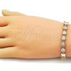 Oro Laminado Fancy Bracelet, Gold Filled Style Heart and Butterfly Design, with White Cubic Zirconia, Polished, Golden Finish, 03.283.0473.07