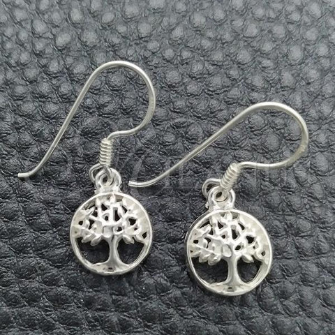Sterling Silver Dangle Earring, Tree Design, Polished, Silver Finish, 02.397.0010