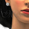 Sterling Silver Earring and Pendant Adult Set, with White Cubic Zirconia, Polished, Rhodium Finish, 10.174.0269
