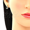 Oro Laminado Stud Earring, Gold Filled Style Anchor Design, with White Micro Pave, Polished, Golden Finish, 02.156.0467