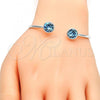 Rhodium Plated Individual Bangle, with Aquamarine Swarovski Crystals, Polished, Rhodium Finish, 07.239.0007.6 (03 MM Thickness, One size fits all)