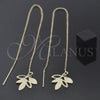 Oro Laminado Threader Earring, Gold Filled Style Leaf Design, Golden Finish, 5.114.004