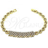 Oro Laminado Fancy Bracelet, Gold Filled Style with White Cubic Zirconia, Polished, Golden Finish, 03.283.0163.07