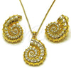 Oro Laminado Earring and Pendant Adult Set, Gold Filled Style Snail and Box Design, Polished, Golden Finish, 10.282.0014