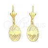 Oro Laminado Dangle Earring, Gold Filled Style Diamond Cutting Finish, Golden Finish, 5.107.013