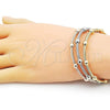 Oro Laminado Trio Bangle, Gold Filled Style and Ball Polished, Tricolor, 07.170.0027