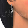 Sterling Silver Long Earring, Teardrop Design, with White Cubic Zirconia, Polished, Rhodium Finish, 02.337.0002