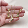 Oro Laminado Earring and Pendant Adult Set, Gold Filled Style Shoes Design, Polished, Golden Finish, 10.341.0016
