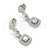 Sterling Silver Dangle Earring, with White Cubic Zirconia, Polished, Rhodium Finish, 02.175.0134