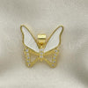Oro Laminado Fancy Pendant, Gold Filled Style Butterfly Design, with White Micro Pave, White Enamel Finish, Golden Finish, 05.381.0015