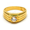 Oro Laminado Mens Ring, Gold Filled Style Solitaire Design, with White Cubic Zirconia, Polished, Golden Finish, 5.175.028.09 (Size 9)