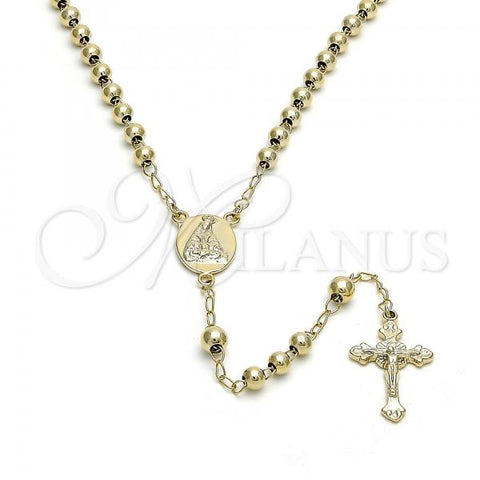 Oro Laminado Medium Rosary, Gold Filled Style Altagracia and Crucifix Design, Polished, Golden Finish, 5.208.003.24