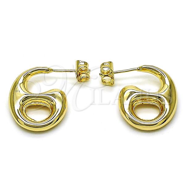 Oro Laminado Stud Earring, Gold Filled Style Chunky and Hollow Design, Polished, Golden Finish, 02.195.0319