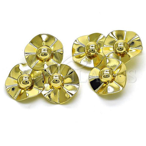 Oro Laminado Stud Earring, Gold Filled Style Flower Design, Polished, Golden Finish, 02.213.0671