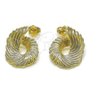 Oro Laminado Stud Earring, Gold Filled Style Diamond Cutting Finish, Golden Finish, 02.195.0350