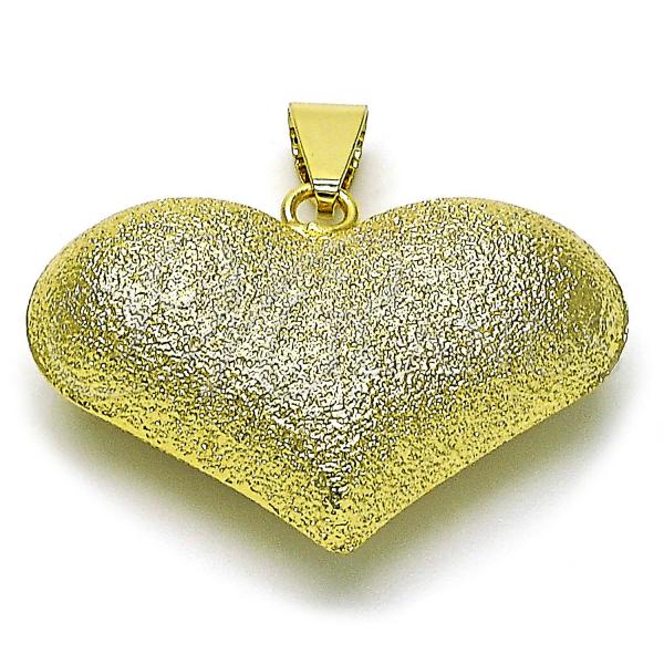 Oro Laminado Fancy Pendant, Gold Filled Style Heart and Hollow Design, Matte Finish, Golden Finish, 05.341.0094