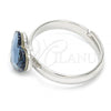 Rhodium Plated Multi Stone Ring, Heart Design, with Denin Blue Swarovski Crystals, Polished, Rhodium Finish, 01.239.0002.3 (One size fits all)