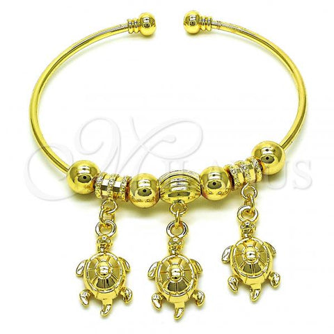 Oro Laminado Individual Bangle, Gold Filled Style Turtle Design, Polished, Golden Finish, 07.93.0011