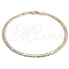 Oro Laminado Basic Anklet, Gold Filled Style Figaro Design, Polished, Golden Finish, 04.319.0004.10