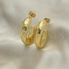 Oro Laminado Stud Earring, Gold Filled Style Chunky Design, Polished, Golden Finish, 02.163.0164