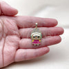 Oro Laminado Fancy Pendant, Gold Filled Style with White Cubic Zirconia, Green Enamel Finish, Golden Finish, 05.284.0021.1