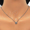 Sterling Silver Pendant Necklace, Eiffel Tower Design, with White Cubic Zirconia, Polished, Rhodium Finish, 04.337.0012.16