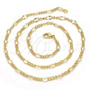 Oro Laminado Basic Necklace, Gold Filled Style Figaro Design, Polished, Golden Finish, 04.318.0001.18