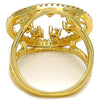 Oro Laminado Multi Stone Ring, Gold Filled Style with White Cubic Zirconia and White Crystal, Polished, Golden Finish, 01.118.0053.07 (Size 7)