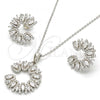 Sterling Silver Earring and Pendant Adult Set, with White Cubic Zirconia, Polished, Rhodium Finish, 10.286.0013