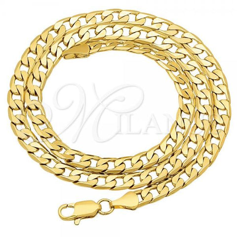 Oro Laminado Basic Necklace, Gold Filled Style Curb Design, Polished, Golden Finish, 5.222.004.18