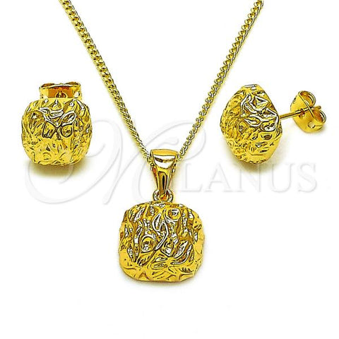 Oro Laminado Earring and Pendant Adult Set, Gold Filled Style Polished, Golden Finish, 10.342.0189