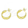 Oro Laminado Stud Earring, Gold Filled Style Puff Mariner Design, Polished, Golden Finish, 02.163.0154.20