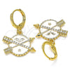 Oro Laminado Dangle Earring, Gold Filled Style Star Design, with White Micro Pave, Polished, Golden Finish, 02.377.0024