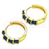 Oro Laminado Huggie Hoop, Gold Filled Style with Sapphire Blue Cubic Zirconia, Polished, Golden Finish, 02.210.0719.2.20