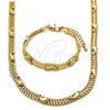 Oro Laminado Necklace and Bracelet, Gold Filled Style Dolphin Design, with White Crystal, Polished, Golden Finish, 06.185.0011
