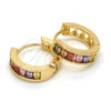 Oro Laminado Huggie Hoop, Gold Filled Style with Multicolor Cubic Zirconia, Polished, Golden Finish, 02.267.0064.15