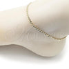 Oro Laminado Basic Anklet, Gold Filled Style Mariner Design, Diamond Cutting Finish, Golden Finish, 03.213.0313.10
