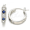 Rhodium Plated Small Hoop, with Sapphire Blue and White Cubic Zirconia, Polished, Rhodium Finish, 02.210.0279.7.20