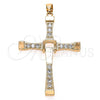 Oro Laminado Religious Pendant, Gold Filled Style Cross Design, with  Cubic Zirconia, Golden Finish, 05.195.0021