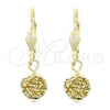 Oro Laminado Dangle Earring, Gold Filled Style Ball Design, with  Crystal, Polished, Golden Finish, 5.120.011